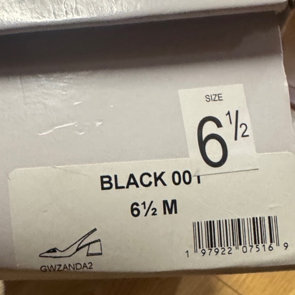 GUESS size 6.5 new logo Shiny Black Women's Heels sling back - Picture 13 of 13